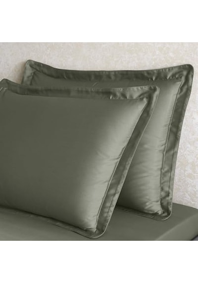 Tencel Lyocell 2 Li Volanlı Yastık Kılıfı Yeşil Genel