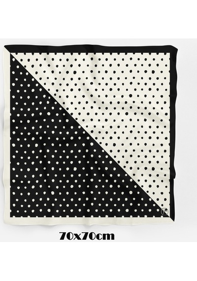 İkilem Puantiye Desen 70 70cm Bandana/fular Siyah
