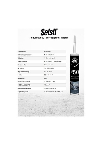 Selsil Poliüretan Mastik Gri 280 Ml. - 10 Adet Çok Renkli