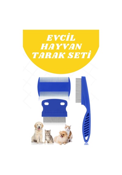 Evcil Hayvan Tarak Seti 4'lü Bit Tarağı Ked Köpek Tüyüne Uygun
