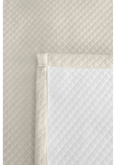 Ekru Minimal Genç Odası Tek Kişilik Pike Takımı - Kapitone Modern Krem 160x220 Cm Yatak Örtüsü Sabahçı Masal Perdesi
