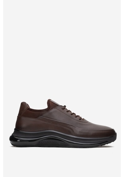 Dericlub Erkek Kalın Taban Comfort Sneaker Gerçek Deri Cr 2440 Kahverengi Kahverengi