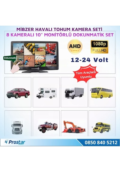 8 Kameralı 10 İnç Dokunmatik Mibzer Tohum Seti Ahd Işıklı Kameralı Tak Kullan Set