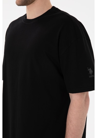 U.S. Polo Assn. Erkek Long Fit Bisiklet Yaka Siyah Basic Tişört 50305988-VR046