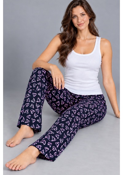 Fit Women Kadın Trend Günlük Bluz Beyaz Desenli Pijama Takımı