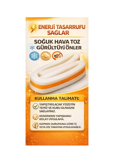 4 Adet Yapışkanlı Kapı Altı Eşik Bandı Isı Yalıtım Süngeri 90 Cm Soğuk Toz Ses Geçirmez Kapı Altı İzolasyon Bandı 4 x 90 CM
