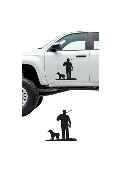 Avcı Ve Köpeği Sticker, Oto Sticker,off Road Sticker 13x13 Cm