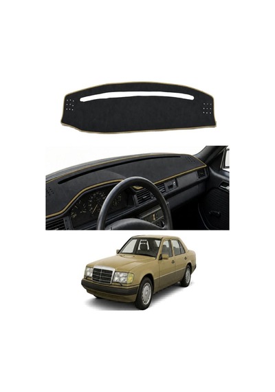 Mercedes-benz - W124 1985-1997 Uyumlu Torpido Koruma Kılıfı - Taba Şeritli