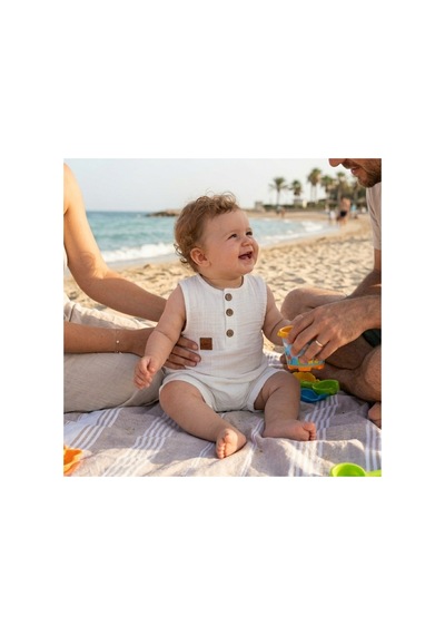 Babysena Kız/erkek Bebek Beyaz Müslin Tulum Beyaz