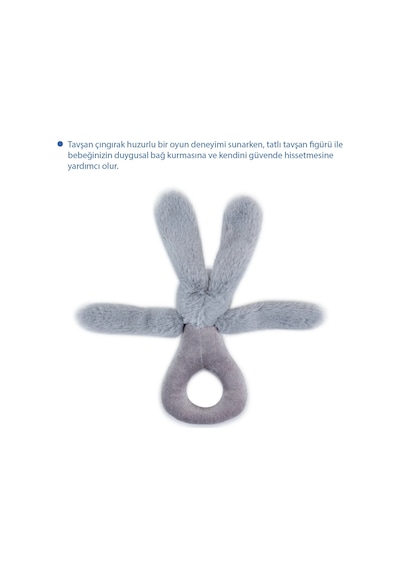 Babyjem Tutmalı Çıngıraklı Mini Peluş Tavşan Gri 842