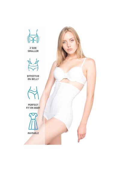 Beyaz Mı Emay 2886 Yüksek Bel Tül Slip Lazer Korse Beyaz