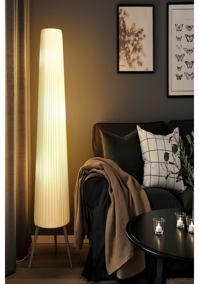 Ikea Kayın Ahşap Kayın Beyaz Elegant Yer Lambası 154 Cm Lambader Beyaz
