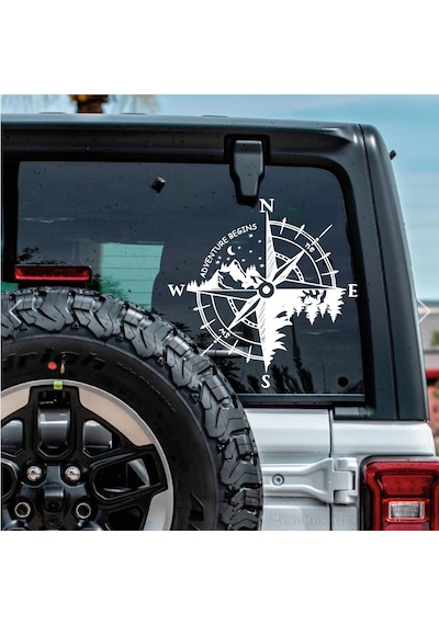 Pusula Kamp Ve Orman Sticker - Araba Pickup Karavan Sticker - 4x4 Off Road Kamp Adventure Sticker - 00301 30x30 Cm
