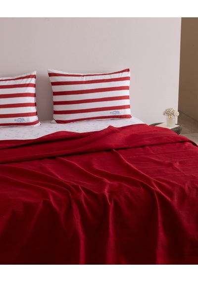Mathilda King Size %100 Pamuk Karde Düz Pike Takımı - Kırmızı 8684427309612 Çok Renkli