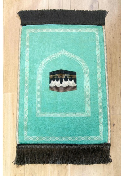 Mini Alın Seccadesi Kaymaz Taban Desenli Cep Tipi Seyahat Namaz Seccadesi - Turkuaz