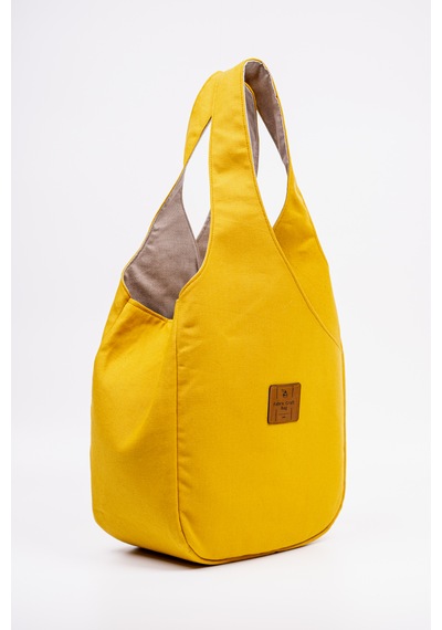 Fabric Craft Bag Omuz Çantası Duck Kumaş Astarlı Büyük Boy Günlük Tote Hardal