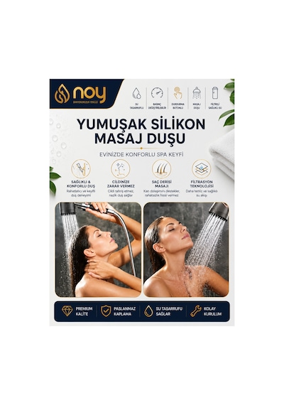 Filtreli Duş Başlığı Yedek Filtre Hediyeli 3 Adet Klor Ve Kireç Önleyici, Yüksek Basınçlı Gri