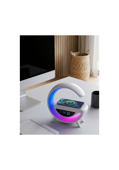 Kablosuz Şarjlı Bluetooth Hoparlör Rgb Işık Gece Lambası Dijital Saat Renk