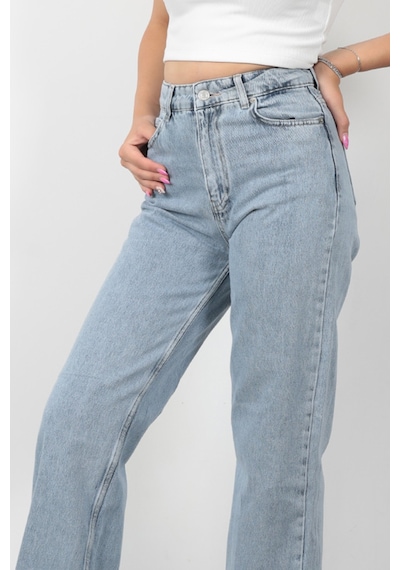 Giysa Yüksek Bel Wide Leg Jean Kar Yıkama