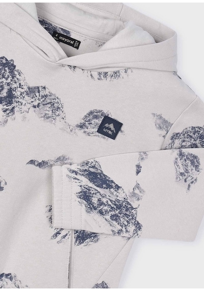 Mayoral Erkek Çocuk Baskılı Kapşonlu Sweatshirt Gri