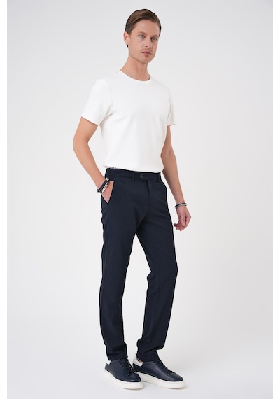 Efor Comfort Fit Gofre Dokulu Beli Lastikli Lacivert Jogger Pantolon P 1177 Lacivert