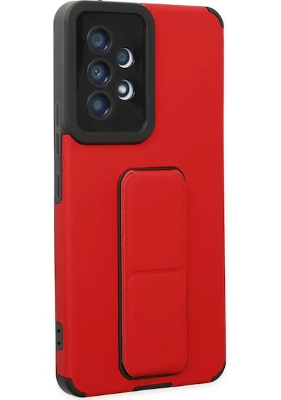 Newface Samsung Galaxy A53 5g Kılıf Mega Standlı Silikon - Kırmızı