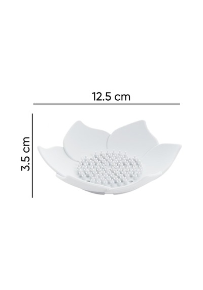 2'li Beyaz Lotus Desenli Silikon Sabunluk Su Giderli Katı Sabun Ve Sünger Organizer Diğer