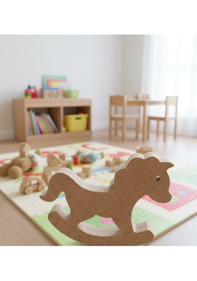 Ahşap Sallanan At Figürü - Montessori Eğitici Oyuncak Ve Dekoratif Obje