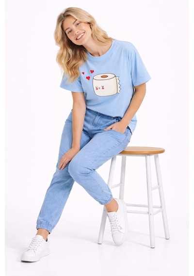 Nevermind Sevgili Kombini Eğlenceli Baskılı Çift Tişört Oversize Unisex Par Antrasit