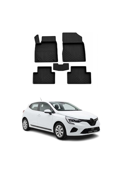 Renault Clio 5 2019-2026 Uyumlu 4d Havuzlu Paspas Kauçuk Siyah 5 Parça