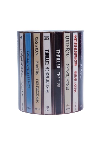 Retro Cd Tasarımlı Kupa Bardak Beyaz - Çok Renkli