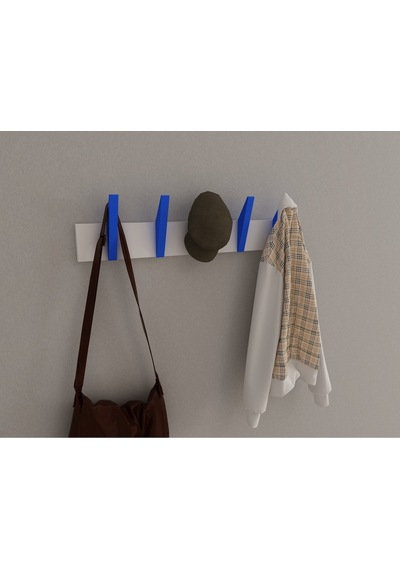 Hepsi3boyutlu Modern Duvar & Kapı Kanca Askılık - 5 Adet Mavi Kanca Askılık - Model No : 4 Mavi