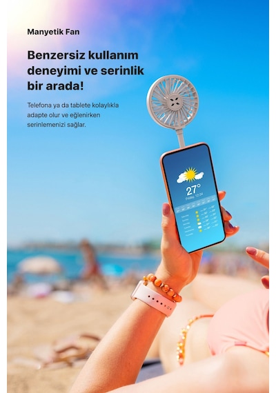 Manyetik Fan Şarj Edilebilir 3 Kademeli 5800 RPM Mıknatıslı MagSafe Telefon Vantilatörü X6104