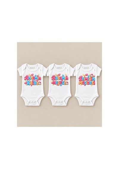 Babylimon Aile Sevgisi Üçlü Beyaz Kısa Kollu Bebek Zıbın Seti Beyaz - 930083762 Beyaz