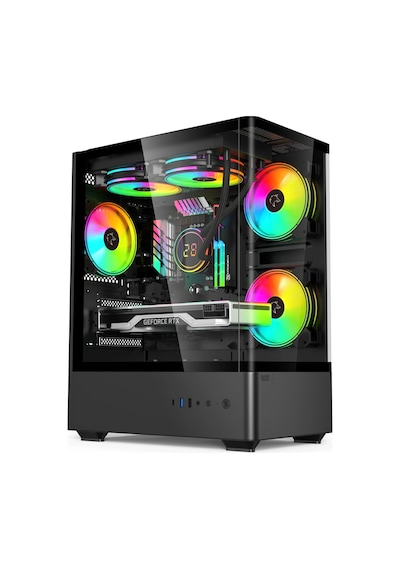 Gametech Intense Black 500w 80+ Plus Tuş Kontrollü Rgb 5x120 Mm Fan Gaming Siyah Bilgisayar Kasası