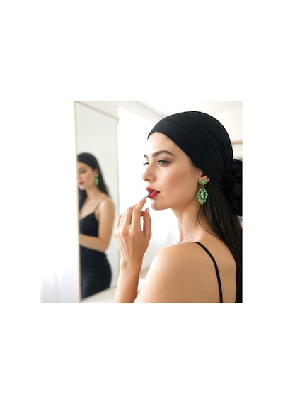 Selvia Kristal Taşlı Küpe - Gelin ,kına Günlük Kullanım Mint Yeşili - 726419256 Mint Yeşili