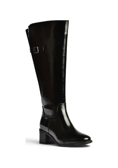 Fox Shoes Z608194460 Siyah Rustik Kalın Topuklu Kadın Çizme