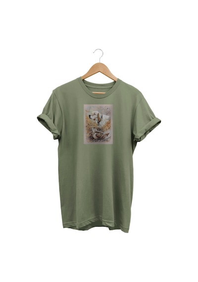 Widi Setter Çulluk Baskılı Haki T-shirt Haki Yeşil