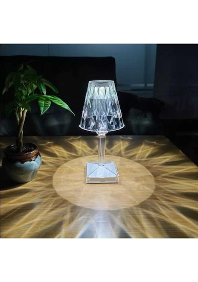 Lw-4 Akrilik Kristal Led Şarjlı Masa Üstü Lamba Beyaz