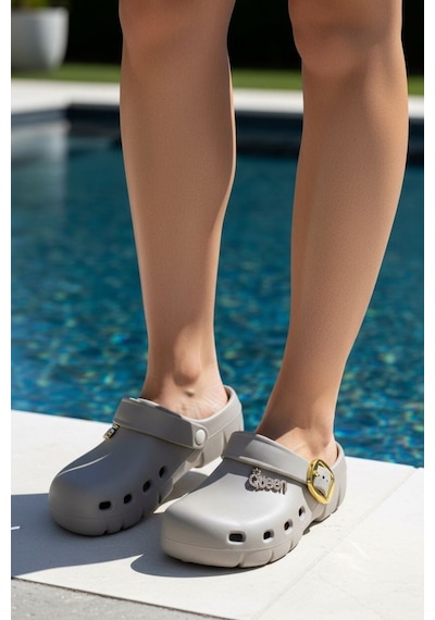 Calx Kadın Önü Kapalı Sabo Terlik Tokalı Rahat Günlük Crocs Tarzı Hafif Taban Terlik Bnt215 Camel