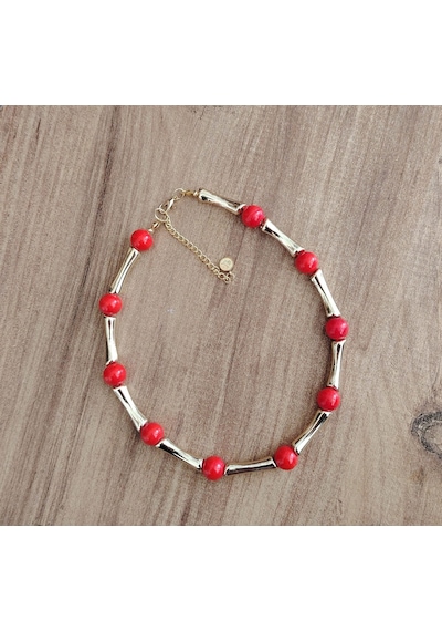Rio Nar Çiçeği Gold Choker Kolye Renkli