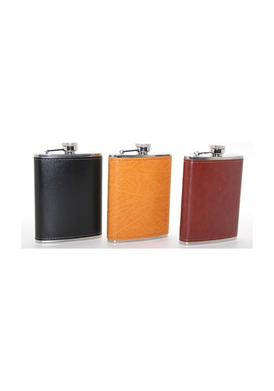 Paslanmaz Çelik Tekli 8 Oz Derili Matara Alk2661