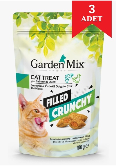Garden Mix Somonlu Ve Ördekli İçi Dolgulu Kedi Ödül Maması 60 Gr X 3 Adet