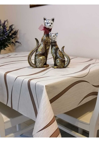 Elyaflı Pvc Muşamba - Desenli Silinebilir Masa Örtüsü 02mrl151a Kahve