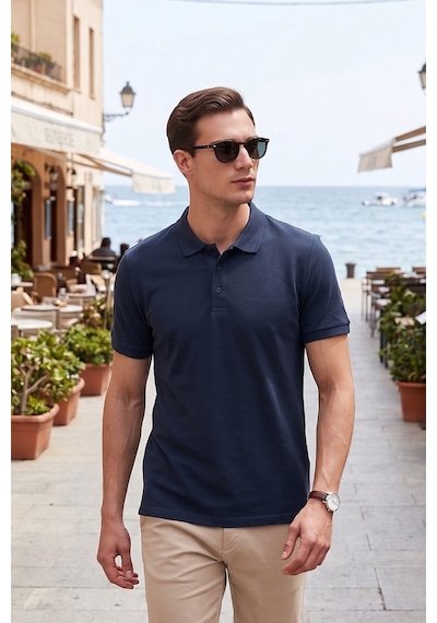 Buratti Pamuklu Regular Fit Düğmeli Erkek Polo Yaka T Shirt 5902127 Indigo