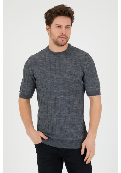 Cool Tarz Füme Erkek Yuvarlak Yaka Örme T-shirt-trz2252001r03s Füme Füme
