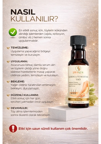 Şifakür Karınca Yumurtası Yağı Doğal Tüy Görünümü Azaltıcı Bakım Serumu 20ml