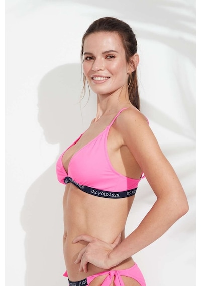 U.S. Polo Assn. Kadın Pembe Geniş Üçgen Bikini Üst 21501