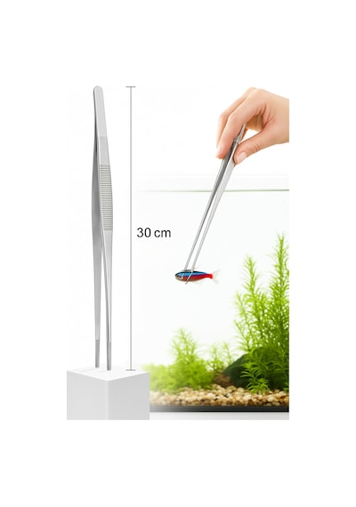Uzun 30 Cm Çelik Cımbız Akvaryum Maşası