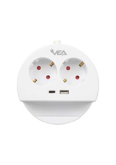 Ve- G1102c 2'li Usb+ Type-c Girişli Anahtarlı 1.5 Metre Grup Priz